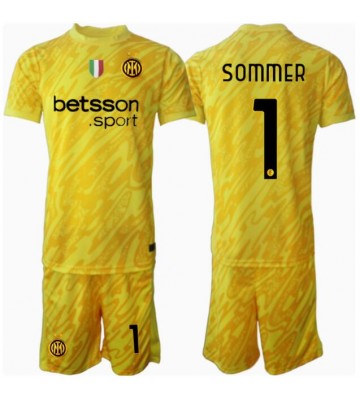 Inter Milan Yann Sommer #1 Brankář Venkovní dres komplet pro Děti 2024-25 Krátkým Rukávem (+ Krátké kalhoty)